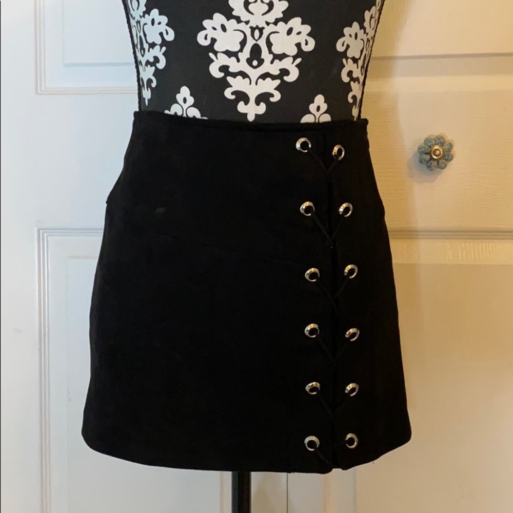 Black suede mini skirt